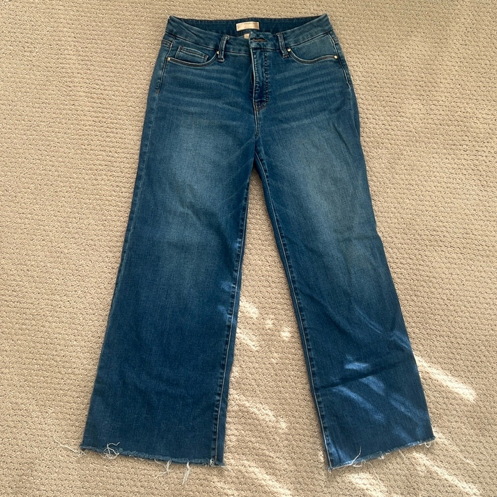 KUT from the Kloth Meg Fab Ab High Waist Raw Hem Ankle Wide Leg Jean